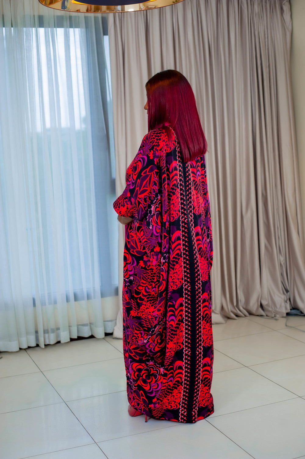 Long Pink Flower Kimono