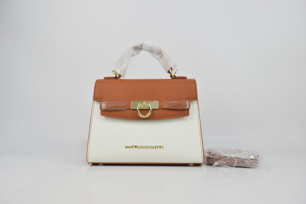 kn Brown and White Purse and Bag